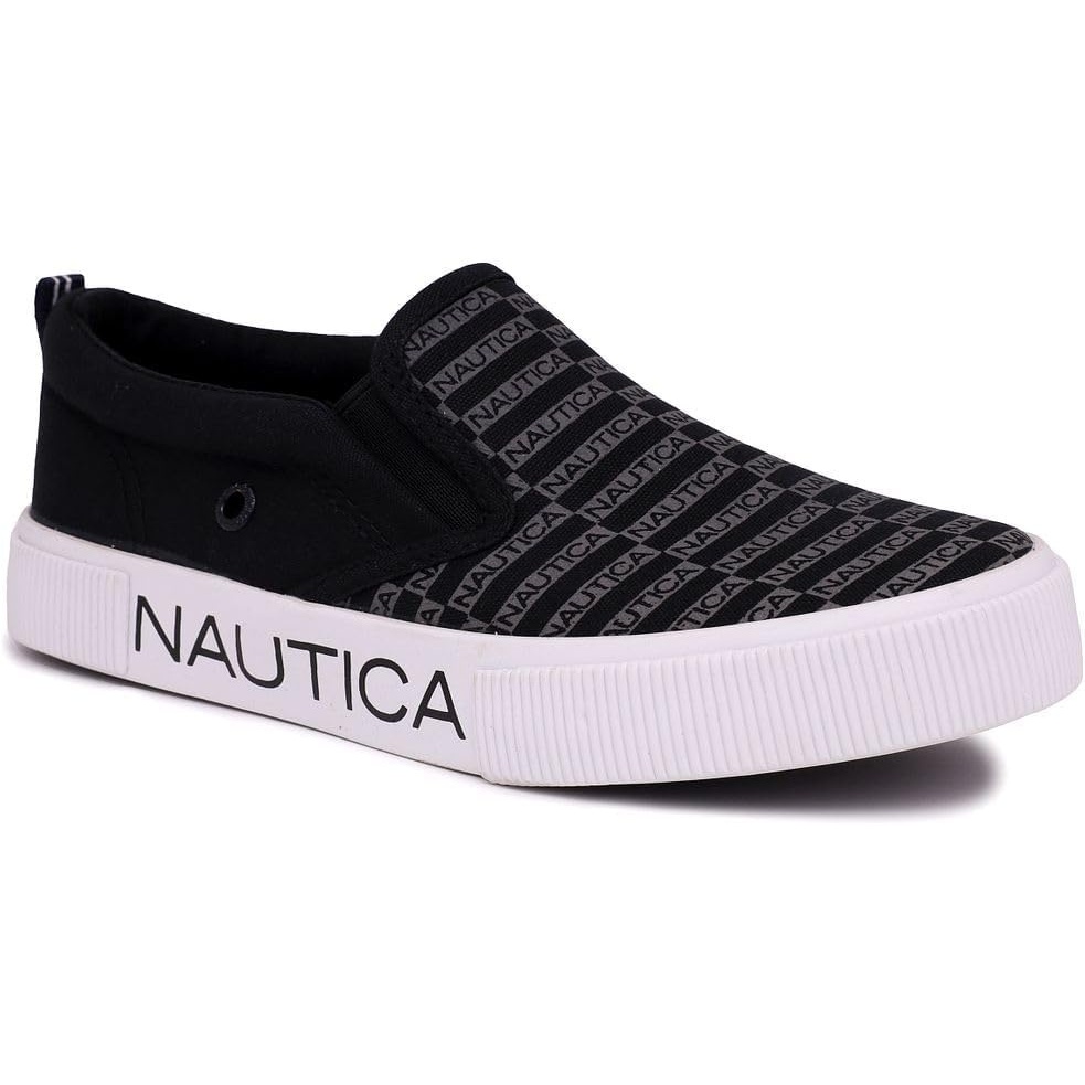image:imageNautica Kids SlipOn Sneakers Casual LowTop Shoes for Boys and Girls Comfortable Athletic Style for School Play and Everyday Wear ToddlerLittle KidBig Kid SizesBlack Logo