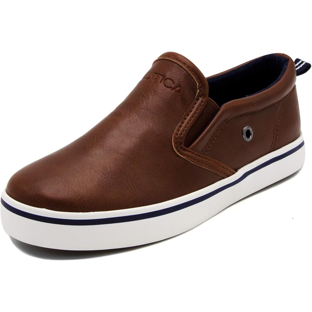 image:imageNautica Kids SlipOn Sneakers Casual LowTop Shoes for Boys and Girls Comfortable Athletic Style for School Play and Everyday Wear ToddlerLittle KidBig Kid SizesBrown Smooth