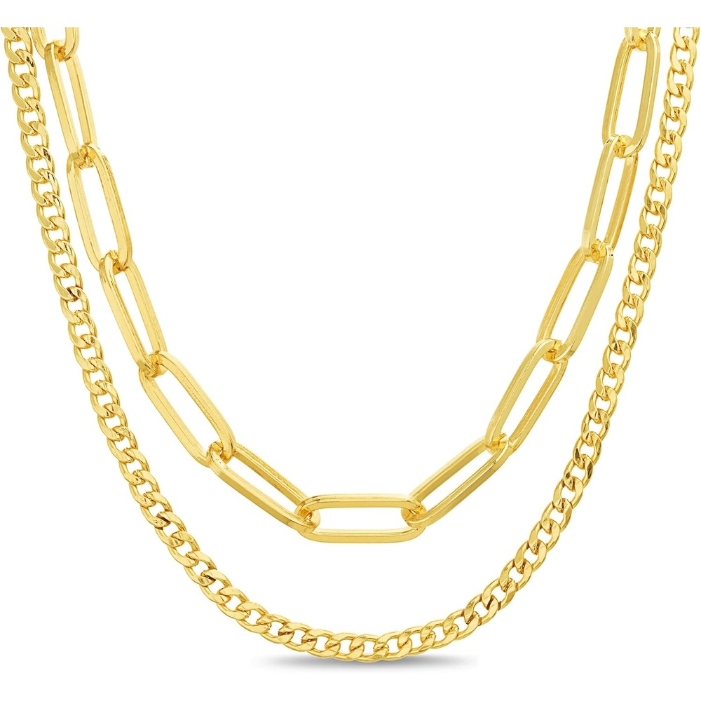image:imageNautica Link Curb Chain Necklace Set for Women 14K Yellow Gold Plated Alloy 16 20 Inches