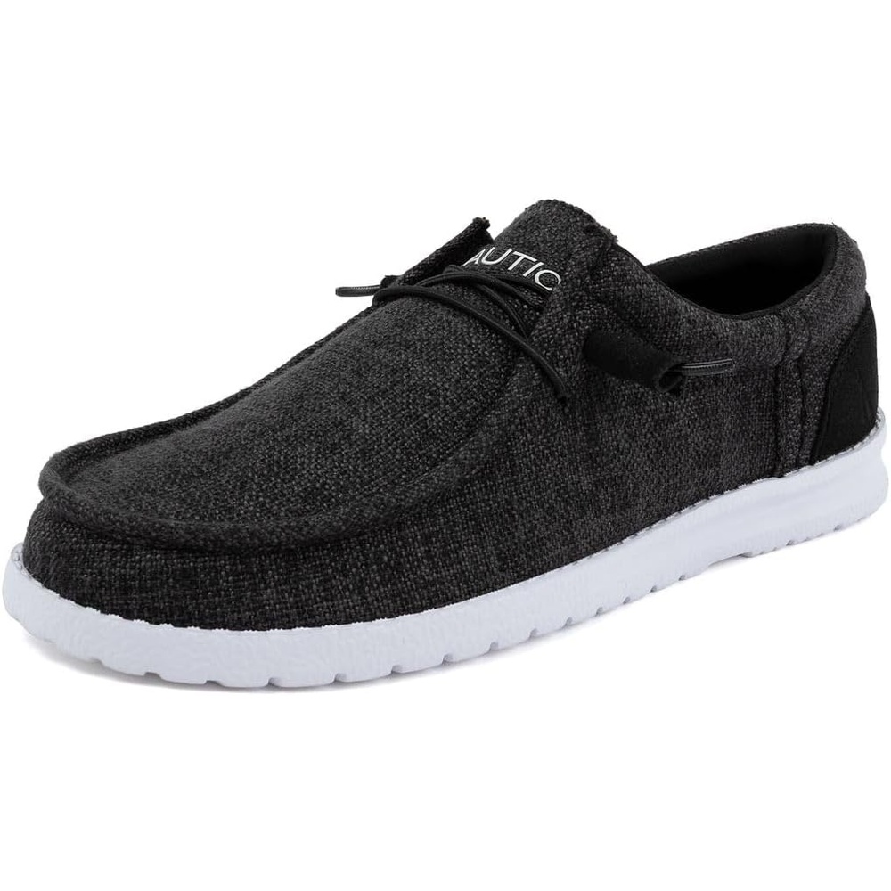 image:imageNautica Mens Comfort Loafers SlipOn Boat Shoe Lightweight Casual Stretch SneakerRushfordBlack White