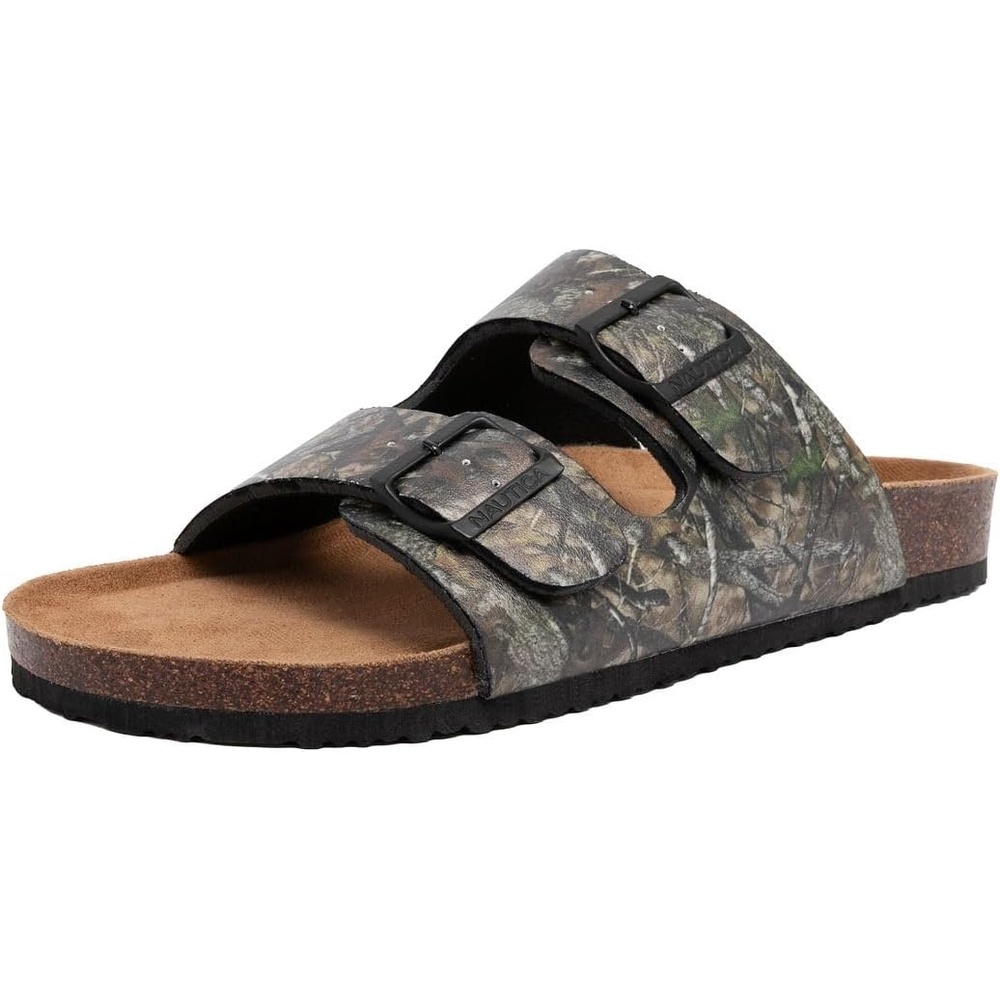 image:imageNautica Mens Sandals Casual Slides with 2 Adjustable Buckle Straps and Cork Footbed for Ultimate Comfort and Style RegularWide Width Big SizeTree Camo