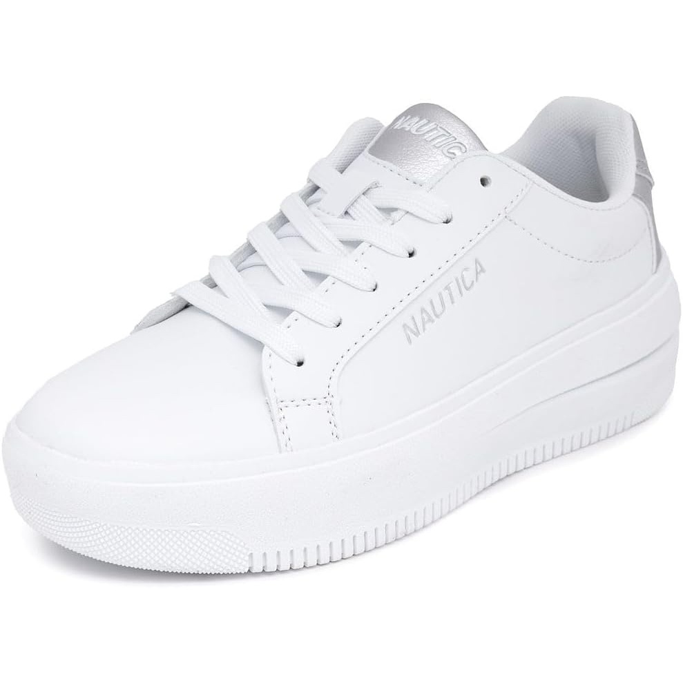 image:imageNautica Platform Sneakers for Womens Fashion Trendy Shoes White Casual Sneaker Thick Sole Everyday Walking ShoesWhite Silversendera