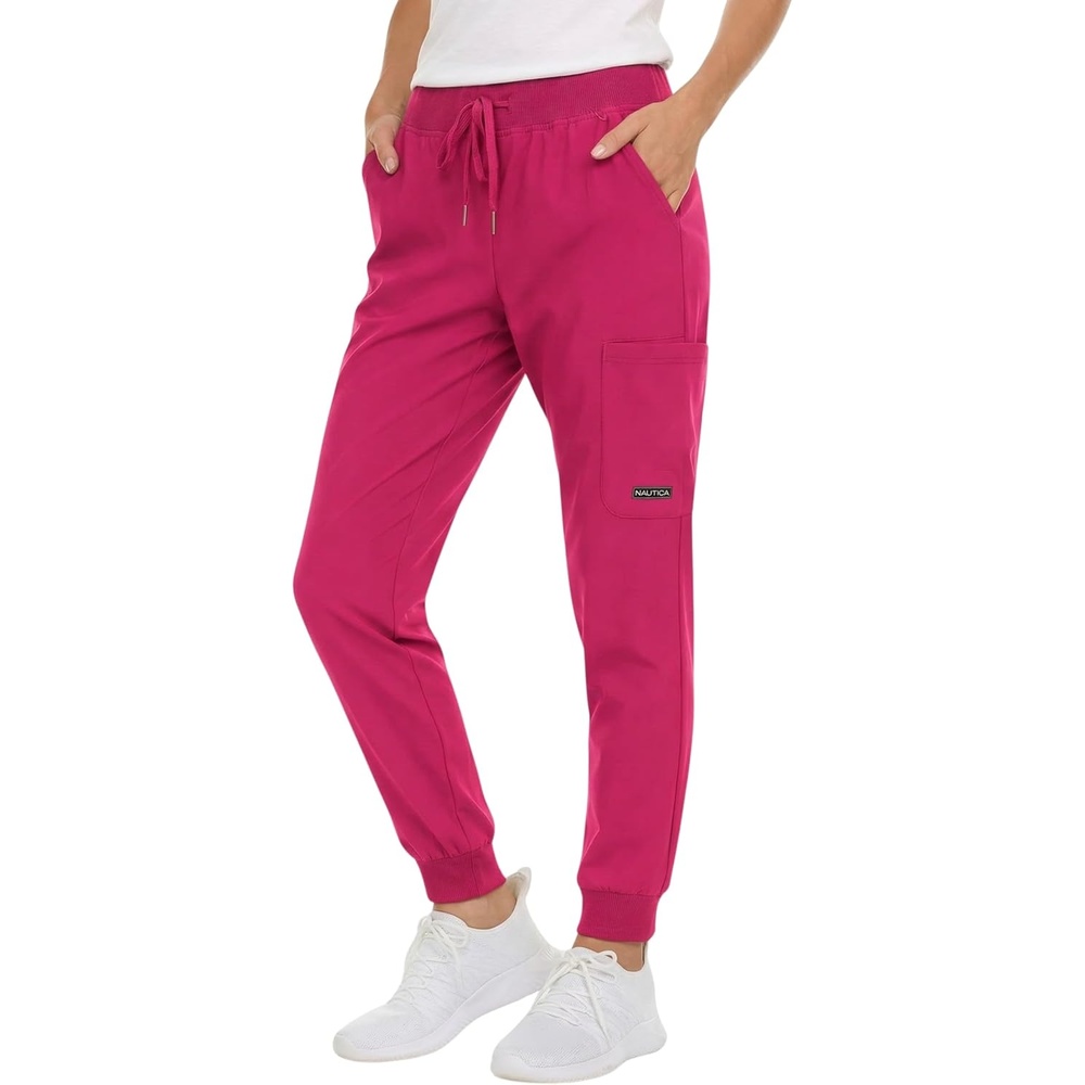 image:imageNautica Scrub Pants for Women Breathable Drawstring Jogger Scrubs for Women 5 Pocket Stretch Soft Scrub Bottoms for WomanFuschia