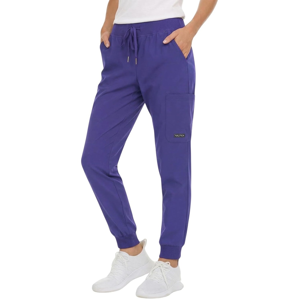 image:imageNautica Scrub Pants for Women Breathable Drawstring Jogger Scrubs for Women 5 Pocket Stretch Soft Scrub Bottoms for WomanPurple