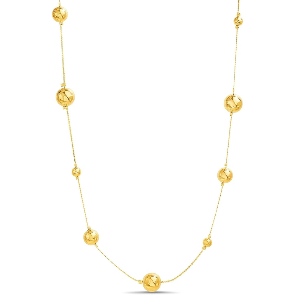 image:imageNautica Station Bead Necklace for Women 14K Yellow Gold Plated Alloy 25 Inches