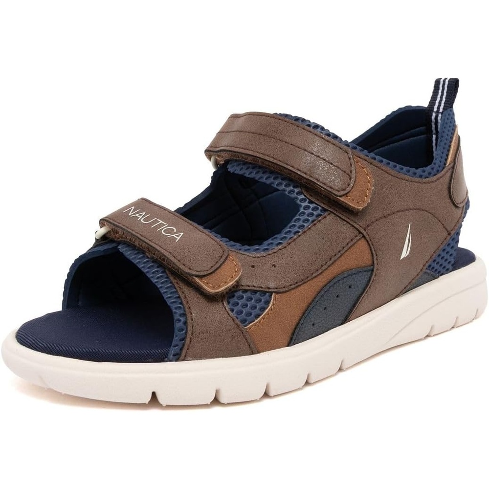 image:imageNautica Toddler Boys Sport Sandals  Lightweight Athletic OpenToe Summer Shoes with Dual Adjustable Hook and Loop Straps for Outdoor Play Beach and WaterBrown Navyjimmy