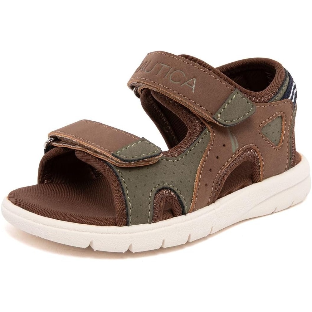 image:imageNautica Toddler Boys Sport Sandals  Lightweight Athletic OpenToe Summer Shoes with Dual Adjustable Hook and Loop Straps for Outdoor Play Beach and WaterBrown Olive Jupiter