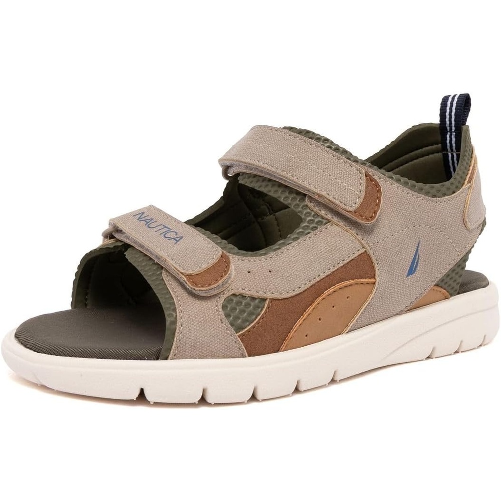 image:imageNautica Toddler Boys Sport Sandals Lightweight Athletic OpenToe Summer Shoes with Dual Adjustable Hook and Loop Straps for Outdoor Play Beach and WaterKhakijimmy