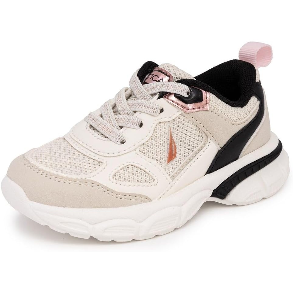 image:imageNautica Toddler Boys amp Girls Athletic Running Sneakers Lightweight Breathable Mesh Tennis Shoes with Bungee Laces Comfortable Walking amp School FootwearBone Black Gold
