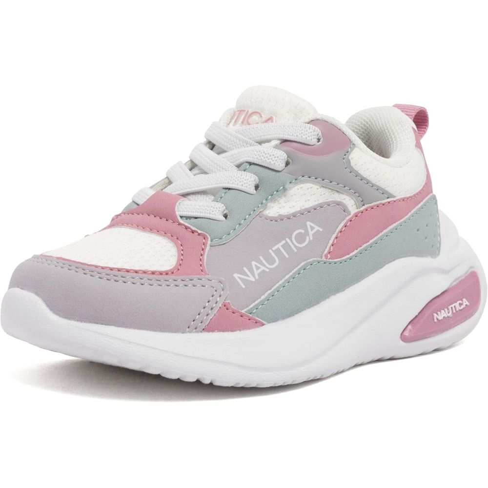 image:imageNautica Toddler Boys amp Girls Athletic Running Sneakers Lightweight Breathable Mesh Tennis Shoes with Bungee Laces Comfortable Walking amp School FootwearPink Lilac Blue