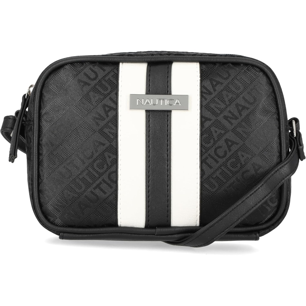 image:imageNautica Womens Candid Camera Adjustable Crossbody BagBlack Lakeside Jacquard