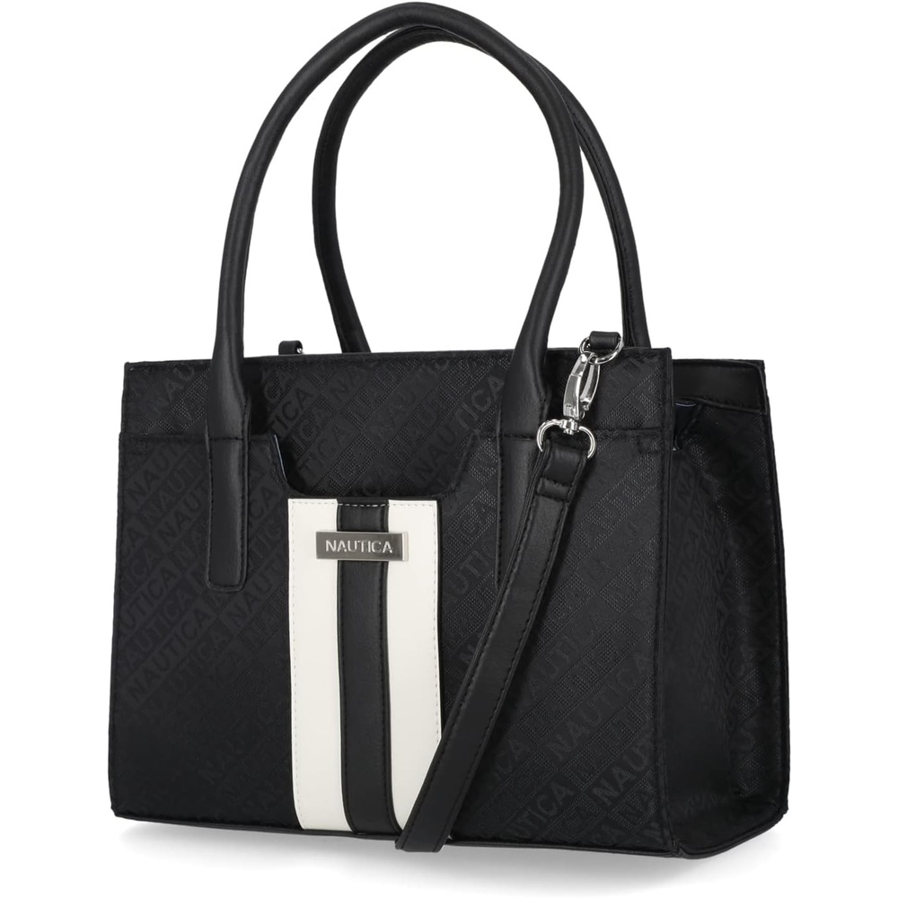 image:imageNautica Womens Sandy Jr Top Handel Satchel with Removable Crossbody StrapBlack Jacquard