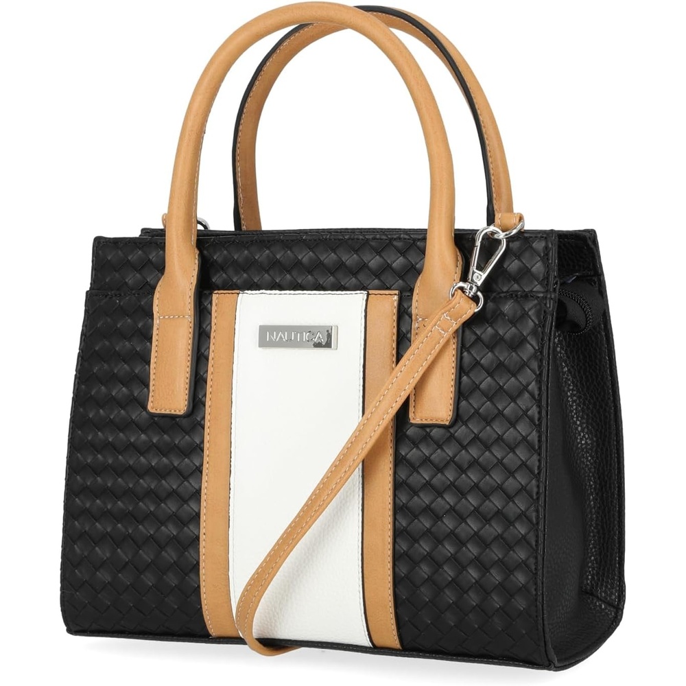 image:imageNautica Womens Sandy Jr Top Handel Satchel with Removable Crossbody StrapBlack Woven