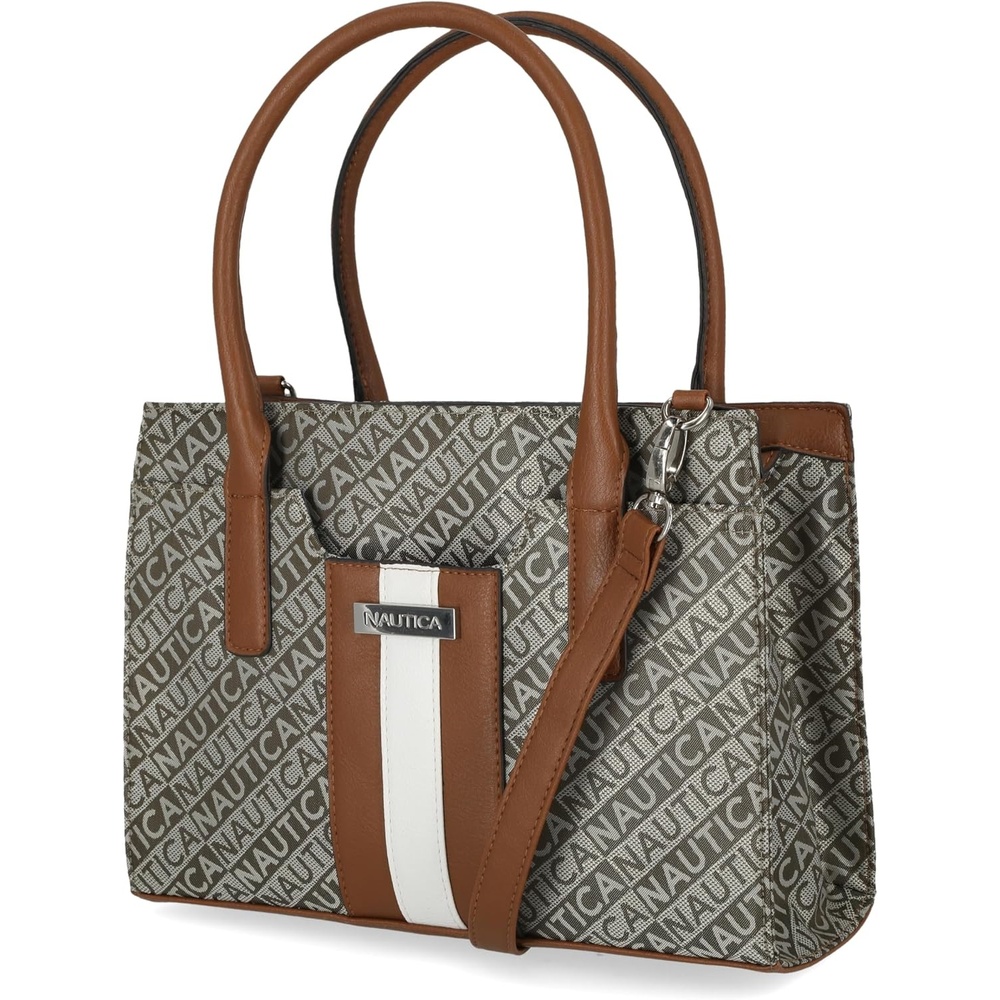 image:imageNautica Womens Sandy Jr Top Handel Satchel with Removable Crossbody StrapOlive Lakeside Jacquard