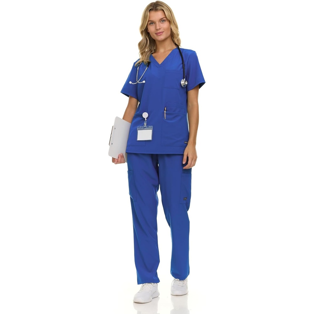 image:imageNautica Womens Scrub Set 9Pocket Breathable amp Stretchy Pants amp TopsRoyal Blue