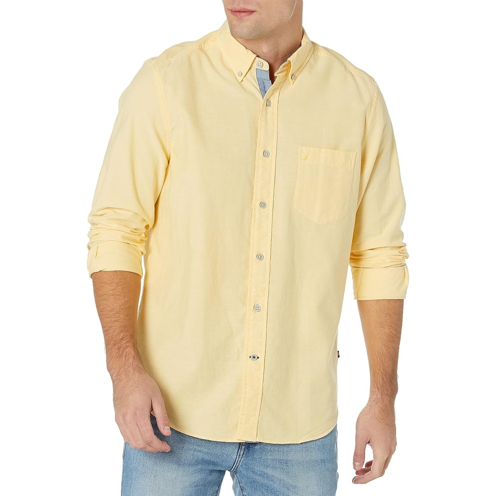 image:imageNautica Young Mens School Uniform Long Sleeve Performance Oxford ButtonDown ShirtCorn