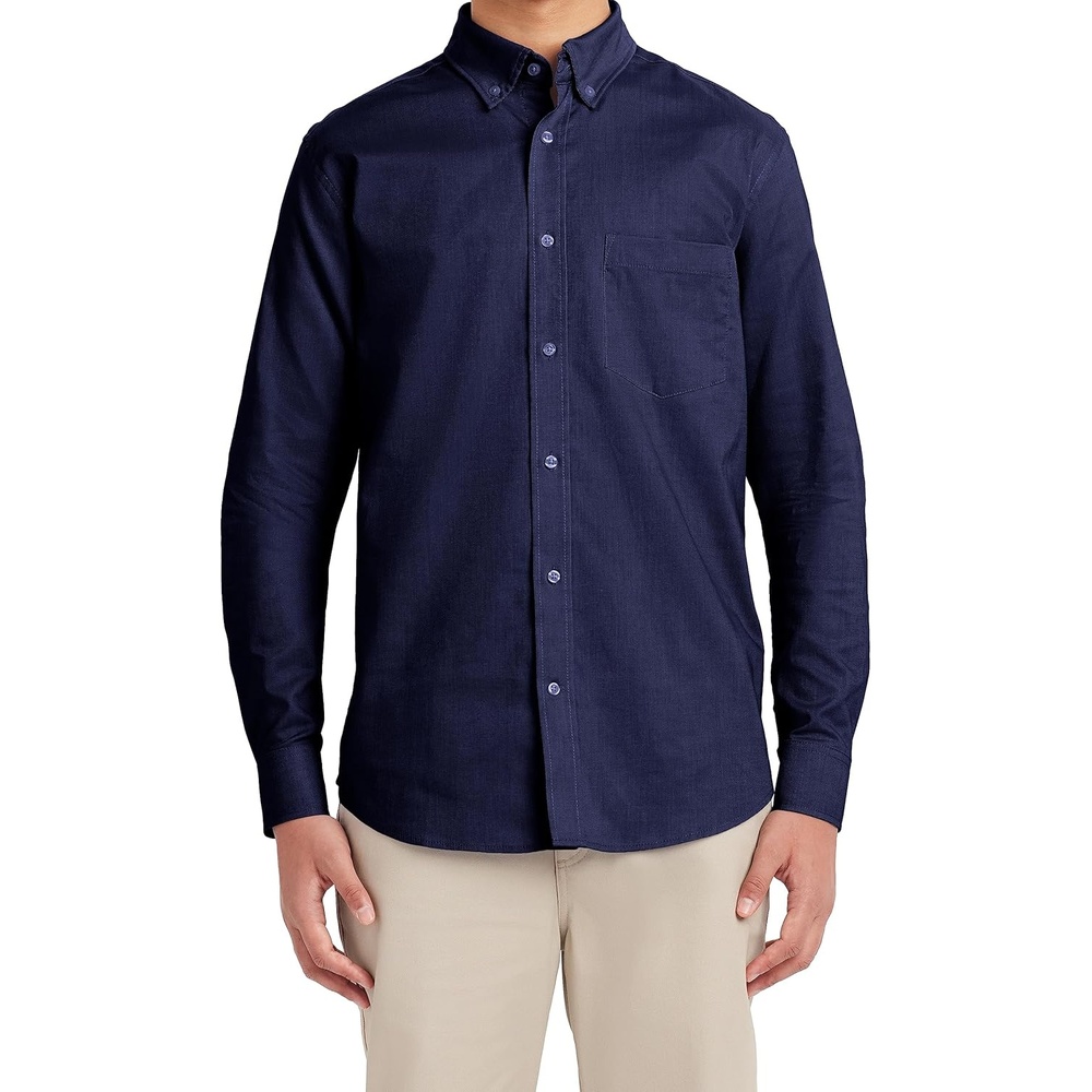 image:imageNautica Young Mens School Uniform Long Sleeve Performance Oxford ButtonDown ShirtNavy