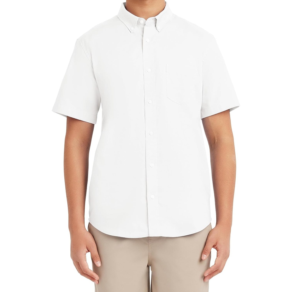 image:imageNautica Young Mens Uniform Short Sleeve Performance Oxford ButtonDown ShirtWhite
