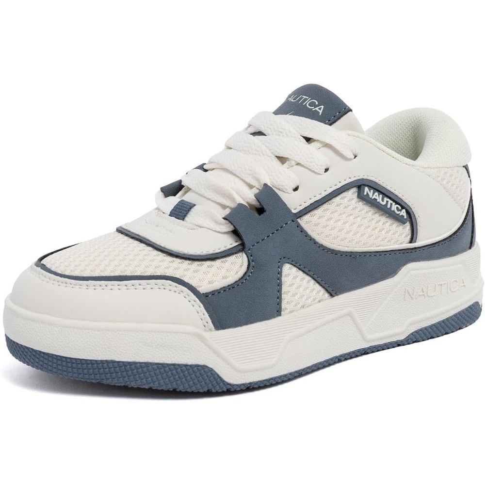 image:imageNautica Youth Athletic Sneakers Comfortable LaceUp Tennis Shoes for Boys and Girls Durable Casual Sport Footwear for School Gym and Daily WearOff White Blue