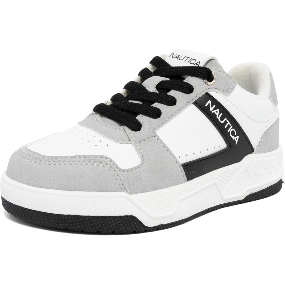image:imageNautica Youth Athletic Sneakers Comfortable LaceUp Tennis Shoes for Boys and Girls Durable Casual Sport Footwear for School Gym and Daily WearWhite Black Grey
