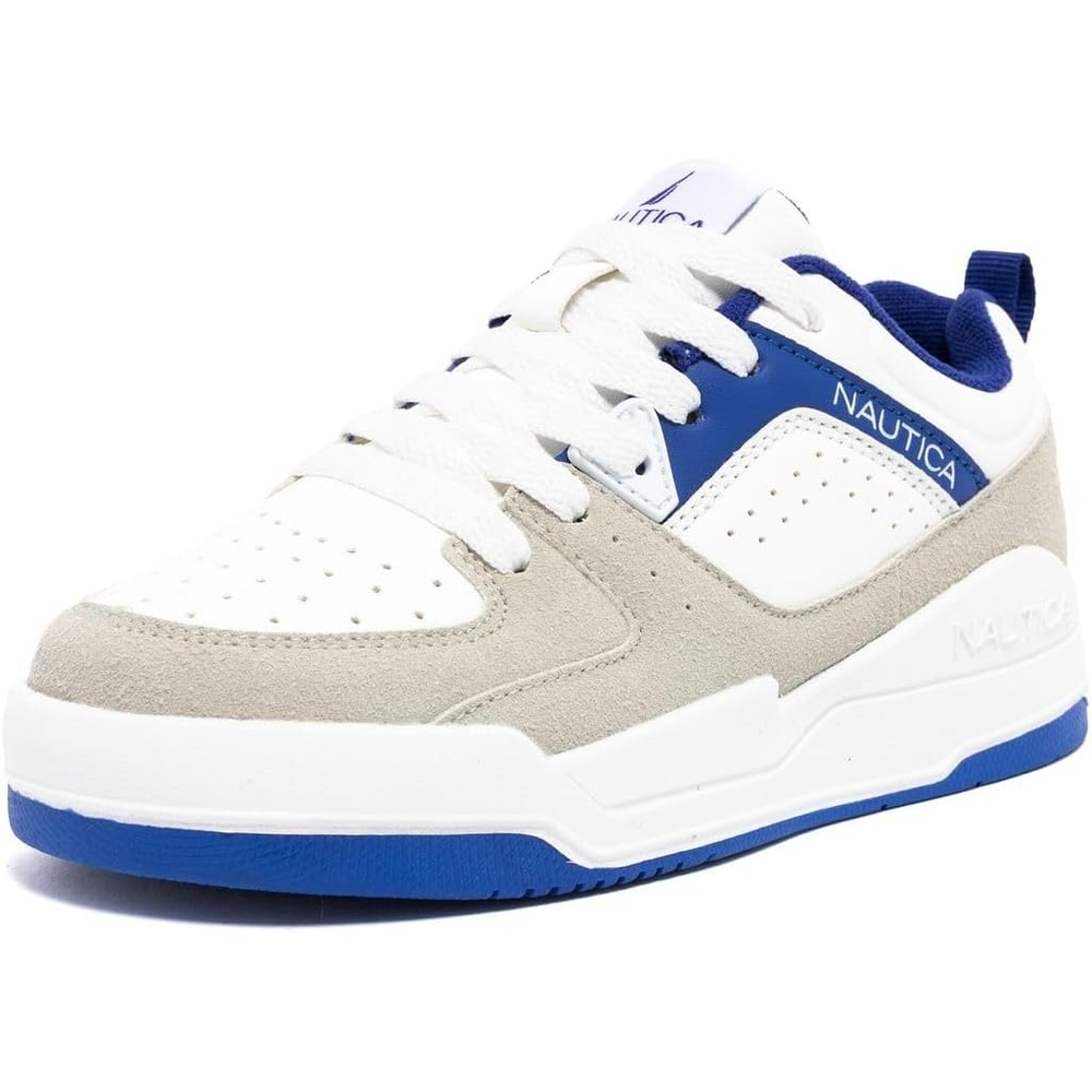 image:imageNautica Youth Athletic Sneakers Comfortable LaceUp Tennis Shoes for Boys and Girls Durable Casual Sport Footwear for School Gym and Daily WearWhite Cobalthappy