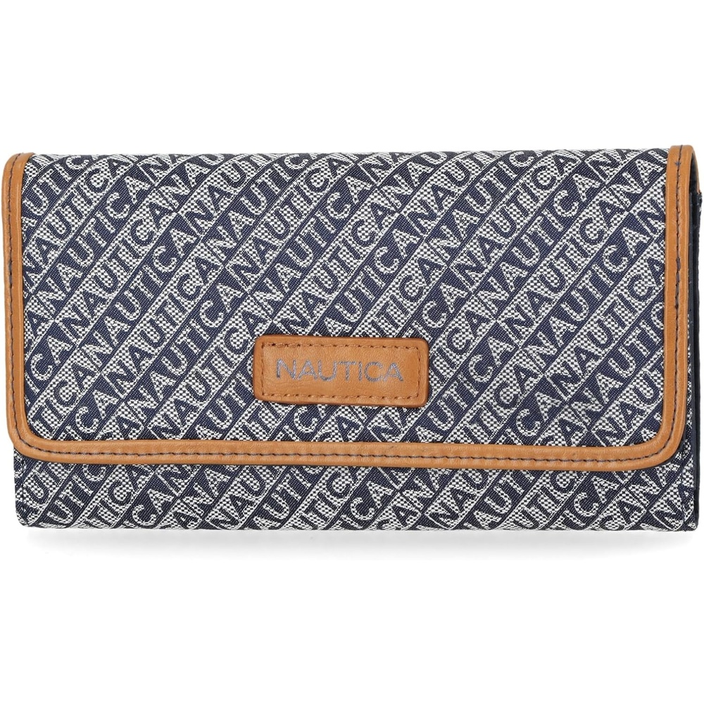 image:imageNautica womens The Perfect Carry All Money Manager Wallet Organizer with RFID Blocking Wallet The Perfect Carry AllIndigo Jacquard