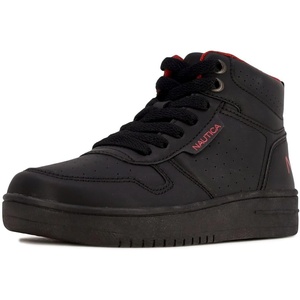 NAUTICA Kids Boys and Girls High Top Shoe Casual Fashion Basketball Boot Sneakers (Big Kid/Little Kid Sizes) – Horizon(Black Mono)