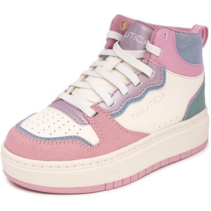 NAUTICA Kids Boys and Girls High Top Shoe Casual Fashion Basketball Boot Sneakers (Big Kid/Little Kid Sizes) – Horizon(Pink Pastel Platform)