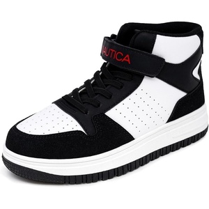 NAUTICA Kids Boys and Girls High Top Shoe Casual Fashion Basketball Boot Sneakers (Big Kid/Little Kid Sizes) – Horizon(White Black Red)