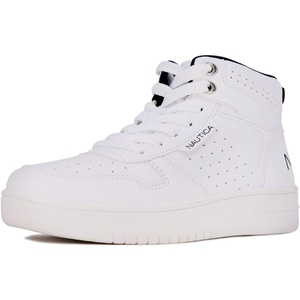 NAUTICA Kids Boys and Girls High Top Shoe Casual Fashion Basketball Boot Sneakers (Big Kid/Little Kid Sizes) – Horizon(White Mono)