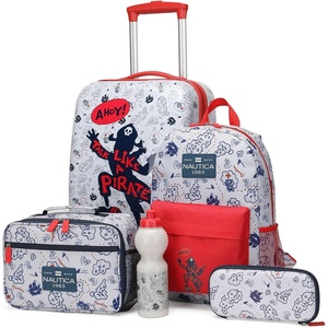 NAUTICA Kids Luggage – 18″ Airline Approved Rolling Hardside Upright Carry-on Suitcase with Wheels (Pirate Ahoy)(Pirate Ahoy | 5pc School Set)