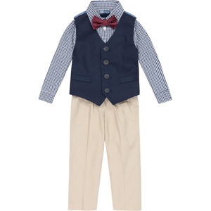 Nautica Baby Boys 4-piece Suit Set with Dress Shirt, Vest, Pants, and Tie(Khaki/Navy/Red)
