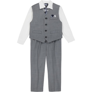 Nautica Baby Boys 4-piece Suit Set with Dress Shirt, Vest, Pants, and Tie(Light Grey Deco Sharkskin)