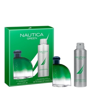 Nautica Blue Deo Body Spray 6 fl oz (Pack of 1), Notes of Basil, Jasmine, and Cedarwood, Men’s Fragrance, Long Lasting, Everyday Fragrance(Green – Giftset)