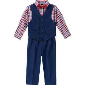 Nautica Boys’ 4-piece Formal Suit Set with Vest, Pants, Collared Dress Shirt, and Tie(Bright Blue)