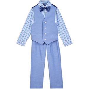 Nautica Boys’ 4-piece Formal Suit Set with Vest, Pants, Collared Dress Shirt, and Tie(Lavendula)