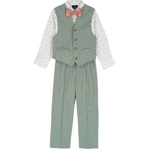 Nautica Boys’ 4-piece Formal Suit Set with Vest, Pants, Collared Dress Shirt, and Tie(Sage)