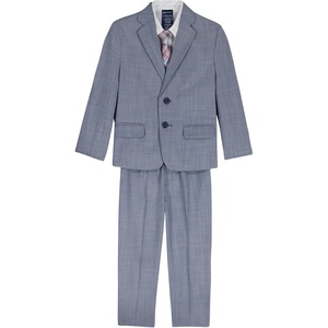 Nautica Boys’ 4-piece Suit Set with Dress Shirt, Tie, Jacket, and Pants(Blue Sharkskin)