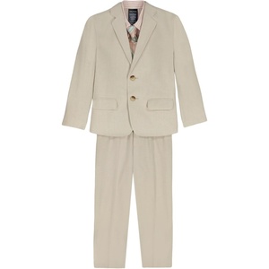 Nautica Boys’ 4-piece Suit Set with Dress Shirt, Tie, Jacket, and Pants(Khaki Linen)