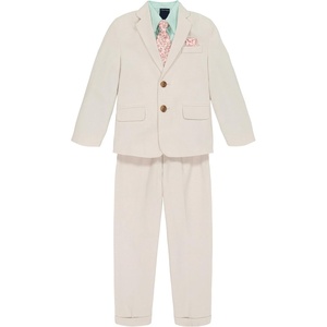 Nautica Boys’ 4-piece Suit Set with Dress Shirt, Tie, Jacket, and Pants(Silvered Birch Linen)