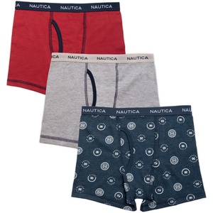 Nautica Boys Boxer Briefs – 3/6 Pack Comfort Stretch Cotton Kids Underwear Boxers for Boys with Contour Pouch (Sizes: 6-18)(Navy/Light Heather Grey/Red-3pk)