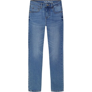 Nautica Boys’ Classic Fit Straight Leg Denim Jeans, 5-Pocket Style, Zipper Fly & Button Closure(Caravel)
