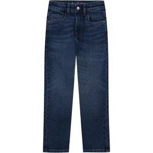 Nautica Boys’ Classic Fit Straight Leg Denim Jeans, 5-Pocket Style, Zipper Fly & Button Closure(Marine Blue)