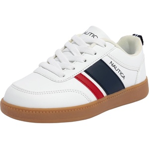 Nautica Boys Girls Casual Fashion Shoes – Comfortable Soccer Classic Walking Tennis Sneakers for Kids – Breathable, Lightweight & Flexible (Lace Up/Bungee)(Americana)