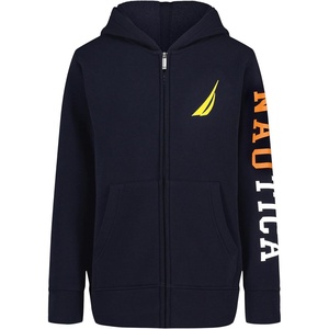 Nautica Boys’ Long Sleeve Fleece Full Zip Hoodie, Comfortable, Relaxed Fit(J-class Sport Navy)