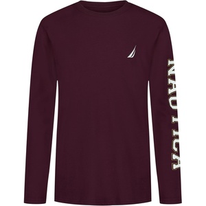 Nautica Boys’ Long Sleeve Screen Print Graphic T-Shirt(Bold Tawny Port)