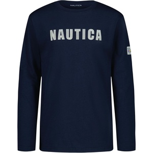 Nautica Boys’ Long Sleeve Screen Print Graphic T-Shirt(Chain Stitch Navy Seas)