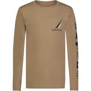 Nautica Boys’ Long Sleeve Screen Print Graphic T-Shirt(Signal Block Kelp)