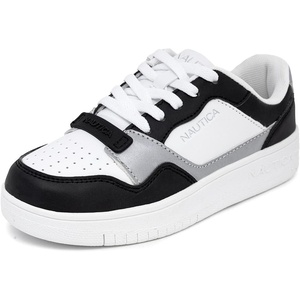 Nautica Boys Low-Top Sneakers, Basketball Tennis Shoes for Kids, Outdoor School Running Shoes – Sizes for Big Kid/Little Kid(Panda Grey)