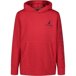 Nautica Boys’ Pullover Fleece Hoodie Sweatshirt(Carmine Sleeve Hit)